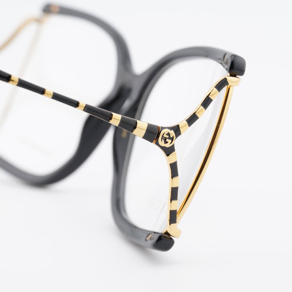 Gucci GG0592O 001 Eyeglasses Black/Gold 60mm Butterfly Frame - Picture 8 of 11